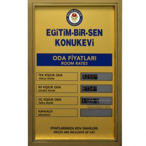 Pirinç oda fiyat panosu fdp-01